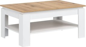 Ława z Półką do Salonu MIRLO 101,5 cm Biała / dąb evoke Nowoczesna