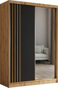 Szafa Przesuwna NELVIA 150 cm z Lustrem Szafa Dwudrzwiowa Dąb artisan