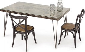 Zestaw 2 krzeseł z czarnego drewna wiązu i naturalnego rattanu - CROSS