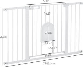 PawHut Barierka Ochronna na Schody dla Psów Metalowa z Zaciskami ABS Bezpieczna dla Zwierząt Biała 75-131x76cm | Aosom PL