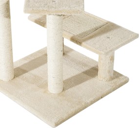 Drapak do ostrzenia pazurów, drapak dla kota z sizalowymi słupkami, drzewko wspinaczkowe dla kota, beżowy | Aosom.pl