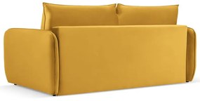 Musztardowa aksamitna rozkładana sofa 214 cm Vienna – Cosmopolitan Design