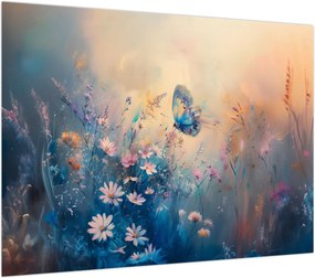 Obraz - Łąka z motylem (70x50 cm)