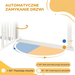 PawHut Zabezpieczenie Schodowe dla Psów, Bramka Ochronna, Automatyczne Zamykanie, Wymiar 100 cm x 4 cm x 76 cm, Biały