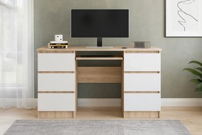 Komputerowe Biurko Dla Młodzieży Dąb Sonoma+Biały L6-Z50