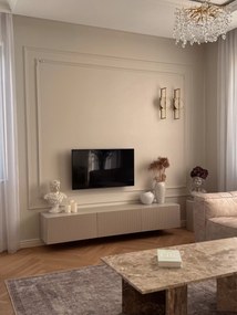 Szafka RTV wisząca Nicole 200 cm z szufladą - biały mat