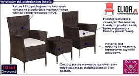 Brązowy 3-częściowy zestaw mebli ogrodowych bistro – Aser