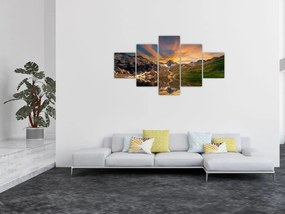 Obraz - Odbicie w górskim jeziorze (125x70 cm)