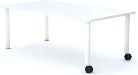 Stolik szkolny na kółkach Move prostokątny 140x75 cm, rozmiar 4-6, blat biały / nogi białe