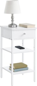 Stolik Boczny Szafka Nocna z Szufladą Biała - LET502B14
