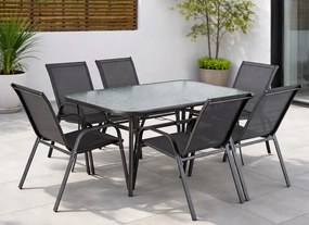 Zestaw mebli ogrodowych dla 6 osób ze stołem i krzesłami Umberto, kolor czarny
