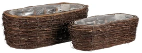 Zestaw skrzynek wiklinowych, owal, 2 szt. , 2 rozmiary, 38 x 20 x 14 cm