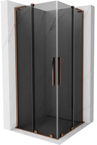 Mexen Velar L Duo kabina prysznicowa rozsuwana 80 x 80 cm, grafit, różowe złoto - 871-080-080-02-43-60