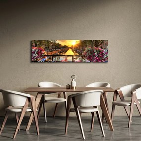 Obraz - Wschód słońca w Amsterdamie (170x50 cm)