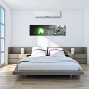 Obraz zielonych abstrakcyjnych kul (170x50 cm)