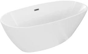 Mexen Eris wanna wolnostojąca 155 x 80 cm, biała, przelew gun metal - 53441558000-95