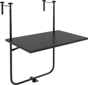 Outsunny Stolik balkonowy, dla balustrad o grubości 6-15 cm, regulowany, składany, odporny na rdzę, metal, 62x60x85,5 cm, czarny | Aosom PL