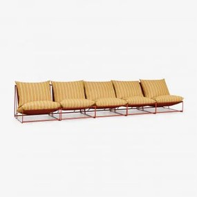 Amaro 5-częściowa Modułowa Sofa Ogrodowa Miód Żółty - Chocolate & Blk Frame - Sklum