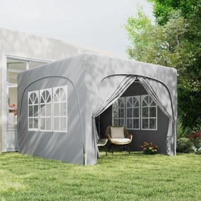 Outsunny Pawilon 3 x 3 m, Pop-Up Namiot Ogrodowy ze Ścianami Bocznymi i Torbą, UPF50+, Regulowana Wysokość, Jasnoszary