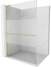 Mexen Kioto+ L ścianka prysznicowa z półką Walk-in 70 x 200 cm, transparent/szron, złota szczotkowana - 800-070-123-55-35