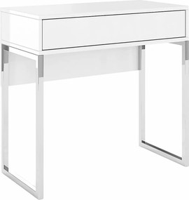 Biała nowoczesna toaletka Dancan EVA ze srebrnym stelażem