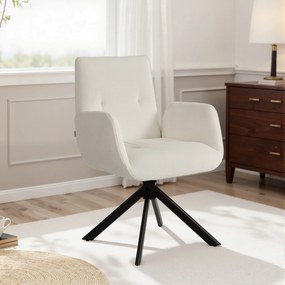 HOMCOM Fotel tapicerowany, fotel akcentowy, nowoczesny design, obrotowy, do 120 kg, kremowo-biały