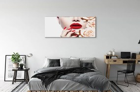 Obraz drukowany na płótnie Róże i Czerwone Usta