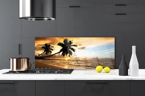 Panel Szklany do Kuchni Tropikalne Wybrzeże z Palmą