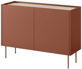 Komoda Desin 120 cm z metalowymi nogami - ceramic red / dąb nagano