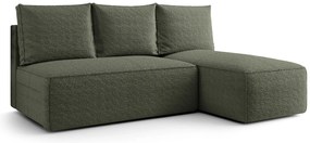 Zielona sofa narożna z funkcją spania i pojemnikiem E1-T47