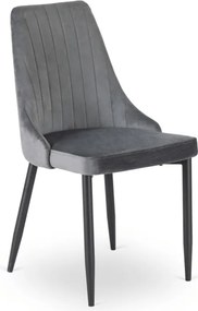 Krzesło Tapicerowane do Jadalni BARI Szare Welurowe Nowoczesne
