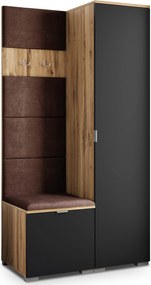Masseno Garderoba LORI 95/181/51 cm Nowoczesna Szafa do Przedpokoju Dąb wotan, MONOLITH 29 (Brązowy)