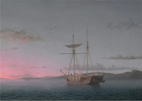 Obraz na szkle - Fitz Henry Lane, Lumber Schooners at Evening on Penobscot Bay, reprodukcje (70x50 cm)