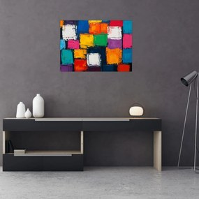 Obraz na szkle -Obraz z kolorowymi kwadratami (70x50 cm)