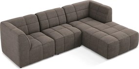 Brązowy narożnik z materiału bouclé (prawostronny/z szezlongiem) Aloha – Makamii