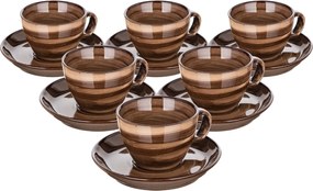 Banquet Zestaw 6 filiżanek ze spodkami Palas 90 ml, brązowy