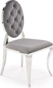 Krzesło medalion w stylu glamour popielaty + srebrny E8-R45