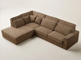 Jasnobrązowy narożnik z tkaniny szenilowej (lewostronny/w kształcie litery L) Kirou – Maison de Rêve