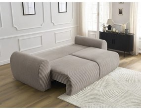 Jasnoszarobeżowa sztruksowa rozkładana sofa 257 cm Lucien – Bobochic Paris