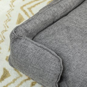 PawHut Sofa dla psa, sofa dla zwierząt, legowisko dla zwierząt, zdejmowany i nadający się do prania pokrowiec, Naturalny+ ciemnoszary