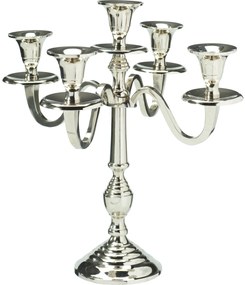 Świecznik pięcioramienny, srebrny, 30 cm