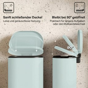 HOMCOM Kosz na śmieci kuchenny 30 l kosz na pedał z pokrywą soft-close, metalowy pedał, zielony, 36,5 x 31 x 61 cm | Aosom PL