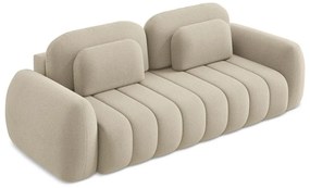 Jasnobrązowa sofa rozkładana z materiału bouclé ze schowkiem 266 cm Pele – Makamii