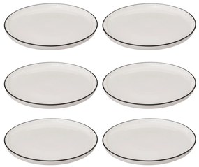 Talerze obiadowe porcelanowe ALIX, czarna obwódka, 6 sztuk x Ø 27 cm
