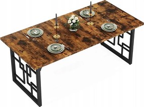 160 x 80 cm Industrialny stół jadalny, stół kuchenny dla 6-8 osób, prostokątny stół jadalny do jadalni, kuchni, salonu, rustykalny brąz