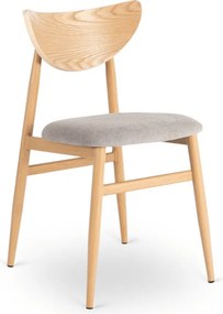 Krzesło Tapicerowane z Drewna Giętego BRAGA Dąb/Szare Retro