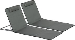 Outsunny Zestaw 2 mat plażowych, regulowany, składany, 124Dł x 53Szer x 37-50Wys cm, Szary