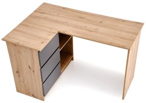 Biurko narożne BEGA dąb artisan/grafitowe HALMAR