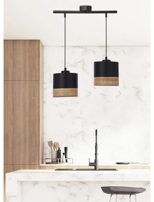 Czarna lampa wisząca z tekstylnym kloszem ø 15 cm Porto – Candellux Lighting
