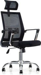 Fotel biurowy z regulacją wysokości - tkanina i siatka - czarny - KIRIS
